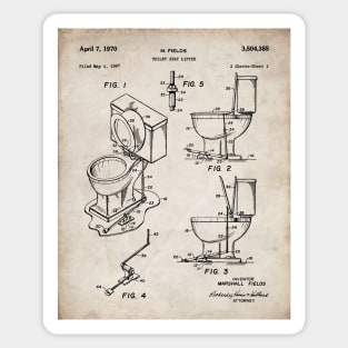 Toilet Seat Patent - Housewarming Bathroom Art - Antique Sticker